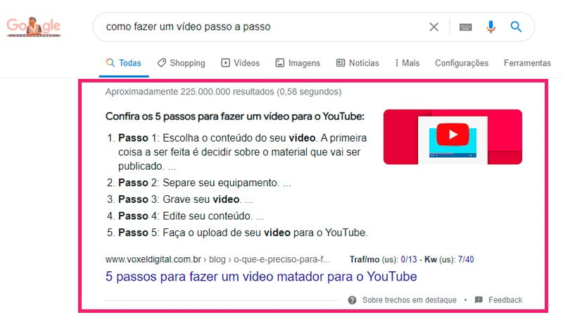 Trechos em destaque google agencia de marketing